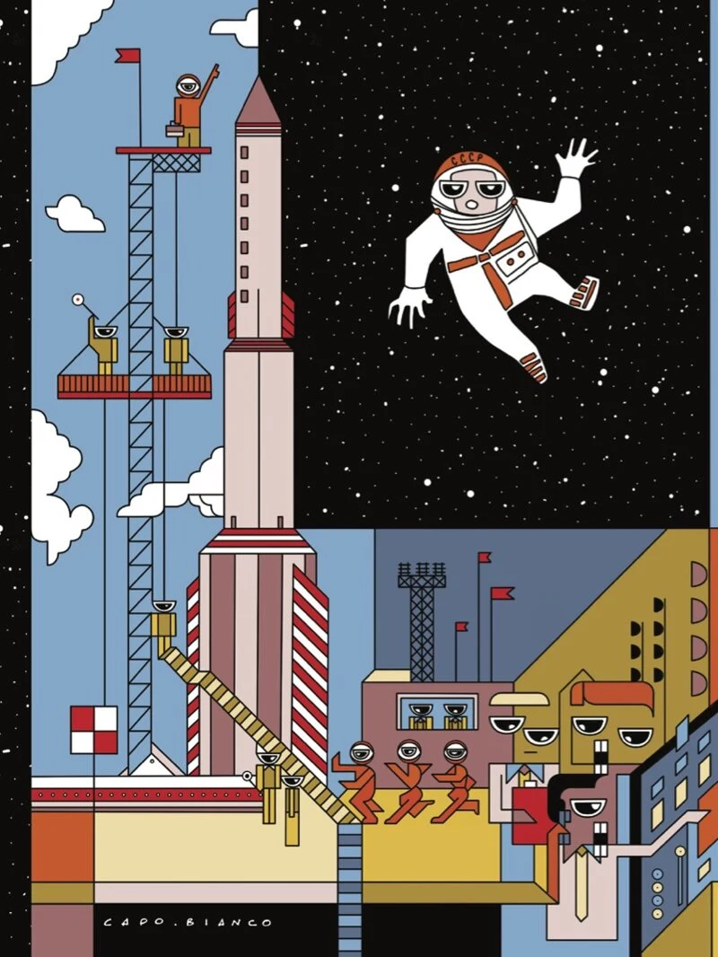 Gagarin in the space fine art print by Capo.Bianco.